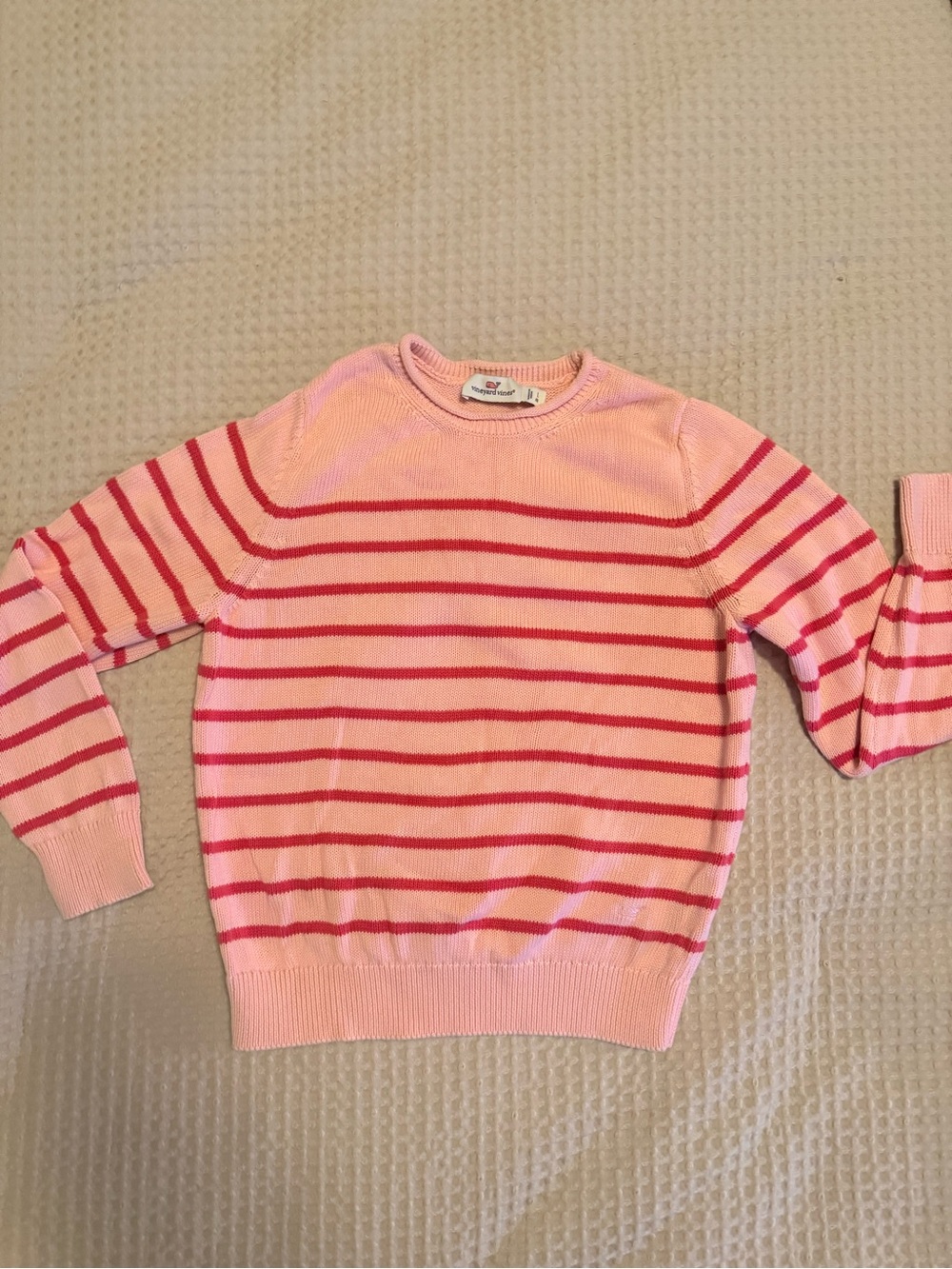 Vineyard Vines Girl’s Pink & Red Striped Crewneck Sweater